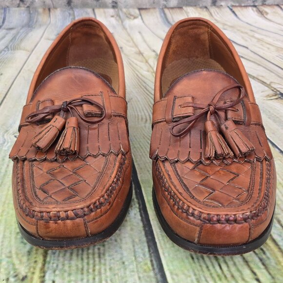 Johnston & Murphy Halsey Loafers Men’s 11.5 M Brown Woven Kiltie Tassel 20-2394 - Picture 6 of 9